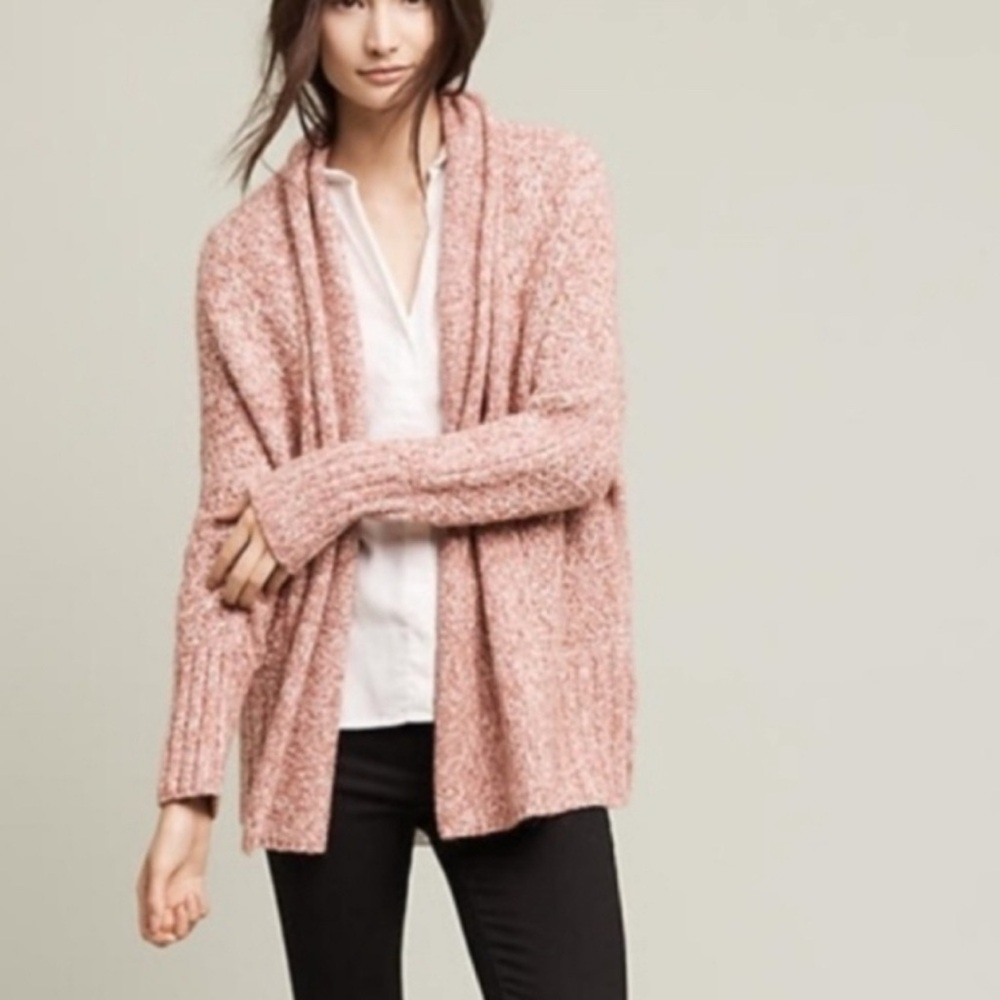 Anthropologie Angel of the North Red Marled Cozy Knit Open Cardigan Alpaca Sz S